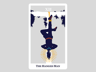 12 The Hanged Man 2d art card cards cards against humanity character design flat graphic design hang illustration shadow tarot tarot card tarot cards vector