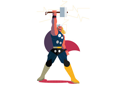 Thor 2d art character concept design flat graphic design hammer hero illustration marvel marvel comics thor