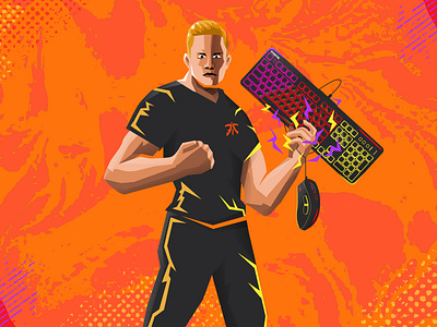 Fnatic League of Legends Player - Broxah 2d art design esports flat gamer gaming graphic design illustration leagueoflegends pop pop art portrait portrait illustration