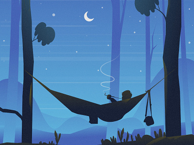 Forest Night 2d dribbble dribbble best shot flat landscape landscape illustration moon nature nature illustration stars tree vector