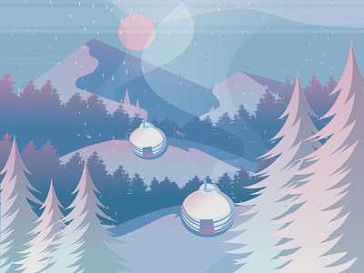 Mongolian Winter culture dribbble dribbble best shot ger landscape landscape illustration mongolian house nature nature illustration sane tree