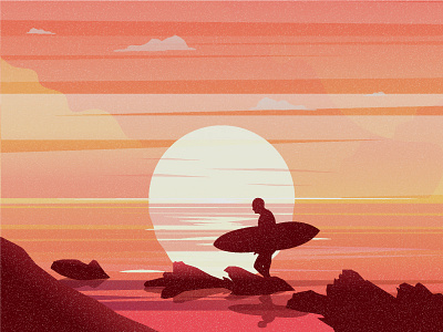 Ocean dribbble dribbble best shot extreme landscape landscape illustration nature nature illustration ocean people sea sunset tree