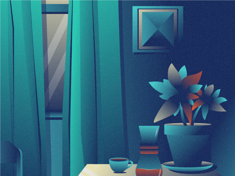 Bedroom 2d bedroom coffee coffee illustration dribbble dribbble best shot flat landscape landscape illustration room room illustration vector