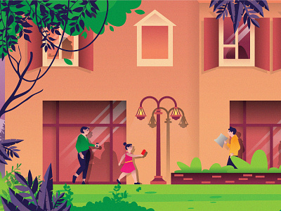 The Village at Nukht 2d dribbble dribbble best shot flat landscape landscape illustration lifestyle lifestyle illustration town town illustration vector villages