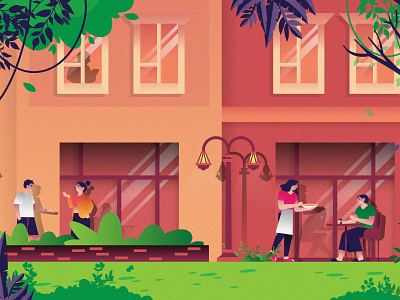 The Village at Nukht 2d dribbble dribbble best shot flat landscape landscape illustration lifestyle lifestyle illustration town town illustration vector villages