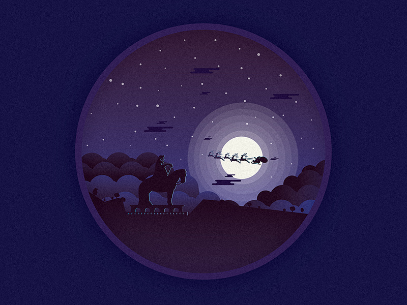 He Is Coming illustration dear sky star tample khan genghis night coming santa mongolia