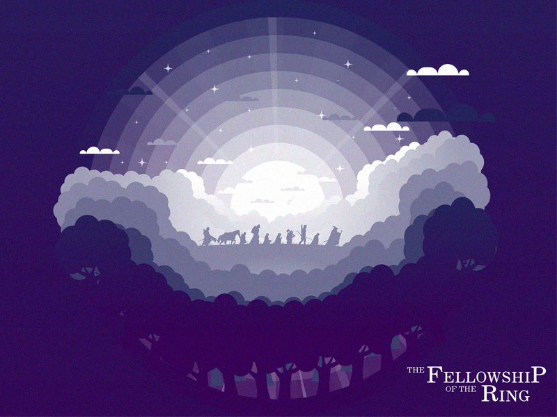 The Fellowship of the Ring illustration graphic lordofthering minimal poster movie forest tree mounth ring lotr