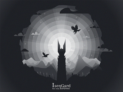 Isengard bird eagle illustration illustrator isengard lord of the ring lotr minimal moon movie movie poster night
