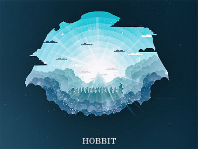 The Hobbit design erabor flat gandolf hobbit illustration illustrator light lotr movie poster sun