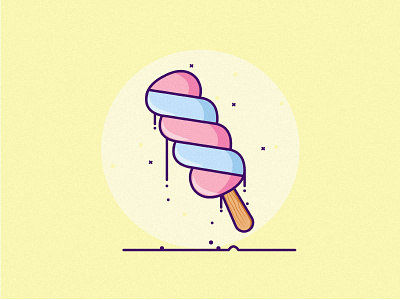 Ice cream 2d design flat ice cream illustration illustrator line line art simple design sticker sticker design ui