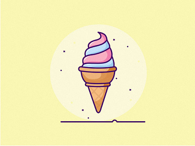 Ice Cream 2d design flat ice cream illustration illustrator line line art simple design sticker sticker design ui