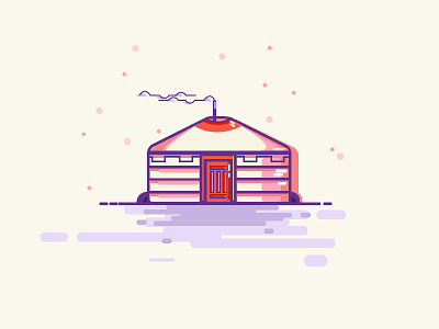 Mongolian House "GER" 2d asia barbarian culture door dribbble dribbble best shot flat house illustration illustrator line line art mbe minimal mongolia nomad nomads sane ulaanbaatar