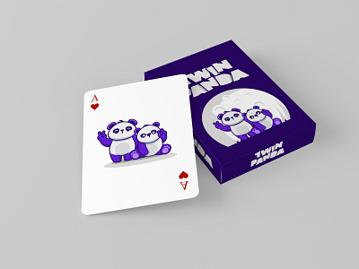 TWIN PANDA 2d animal animal logo card challange drawing dribbble dribbble best shot dribbbleweeklywarmup flat illustration illustrator line mongolia panda panda bear panda logo playing card sane vector