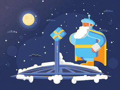 Santa is coming soon blue cold santa coming soon culture gift illustration mongolia moon new year night sane santa