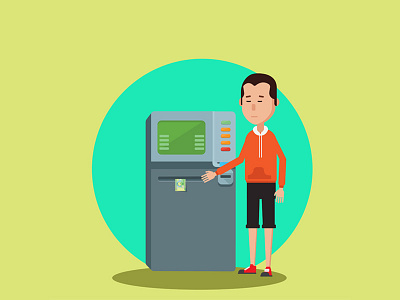 ATM 2d character design dribbble flat illustration illustrator line line art mongolia vector