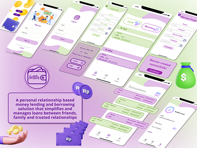 Settlr - Money Management app graphic design mobile ui ux