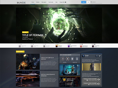 Bungie.net Homepage Update bungie homepage mock ui