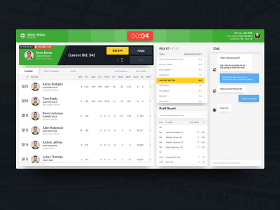 ESPN Auction Draft UI Redesign dashboard espn redesign sports ui ux