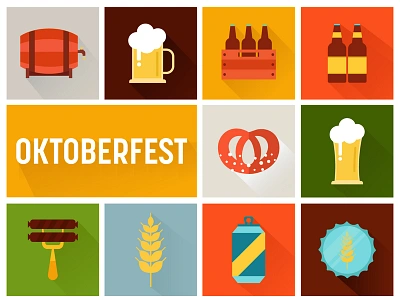 Oktober Fest beer celebration event germany icons oktoberfest vector wine