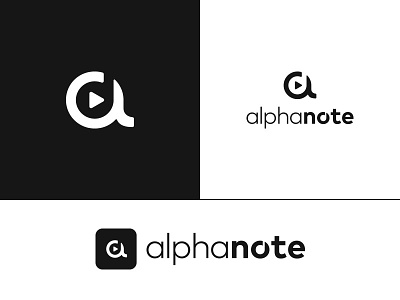 Alphanote Logo a alpha app icon logo logomark monogram music note play song sound