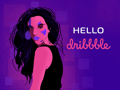 Hello Dribbble! art design digitalart fashion illustration portrait