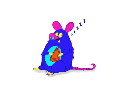 Full enough • art character character design digitalart eating food illustration pizza procreate rat sleepy