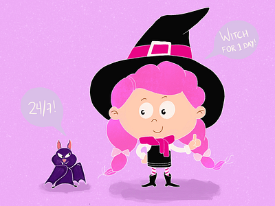 Witches of Dribbble bat cartoon cartoons halloween hand drawn kawaii procreate witch witchcraft witches of dddrible