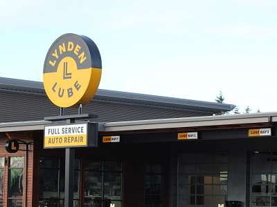 Lynden Lube signage black and yellow brandidentity monogram sign signage