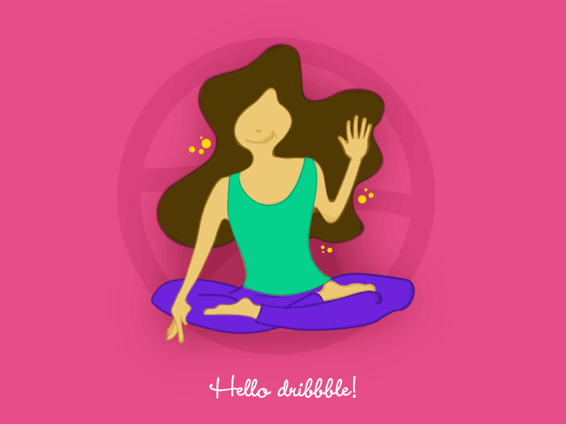 Dribbble 1st Shot first gif halo hello illustration invitation meditation player vector wave hand