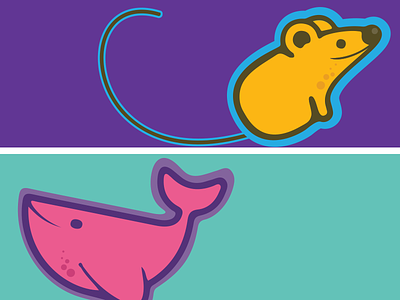 SimpleAnimals animals aqua graphics illustration pink purple rat simple whale yellow