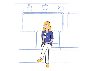 Illustration for Flock 8 @flock blue chat discussion lady train travel working