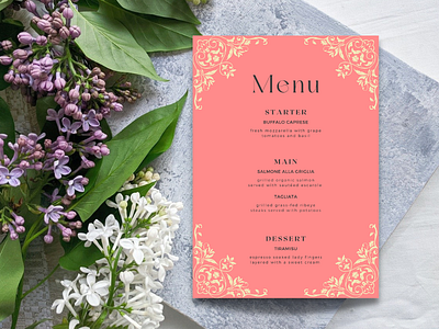 Wedding Menu Card Design