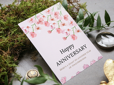 Pink Minimalist Anniversary Greeting Card Design