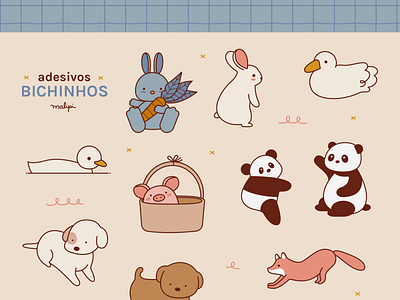 Bichinhos illustration stickers vector