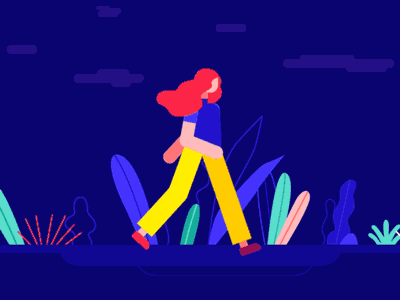 Walking Girl action ae design flower girl illustration walking