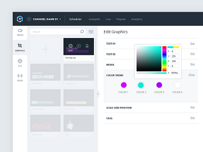 iChannel platform - graphics editor color picker editor ui ux