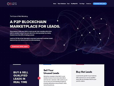 Leadcoin landing page blockchain crypto currency futuristic landing page