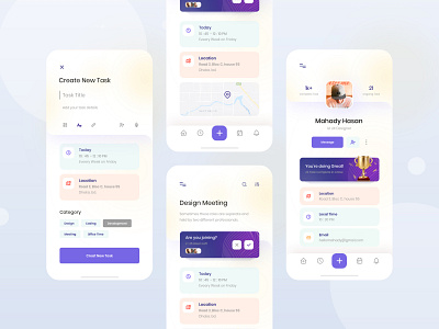 Task Management app exploration (Add Task + Profile) app application clean concept exploration grid interface ios layout management minimal profile task to do list trending typography ui userinterface ux visual