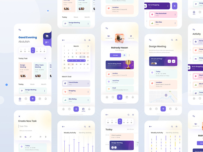 task management app exploration by Mehedi Hasan Roni on Dribbble