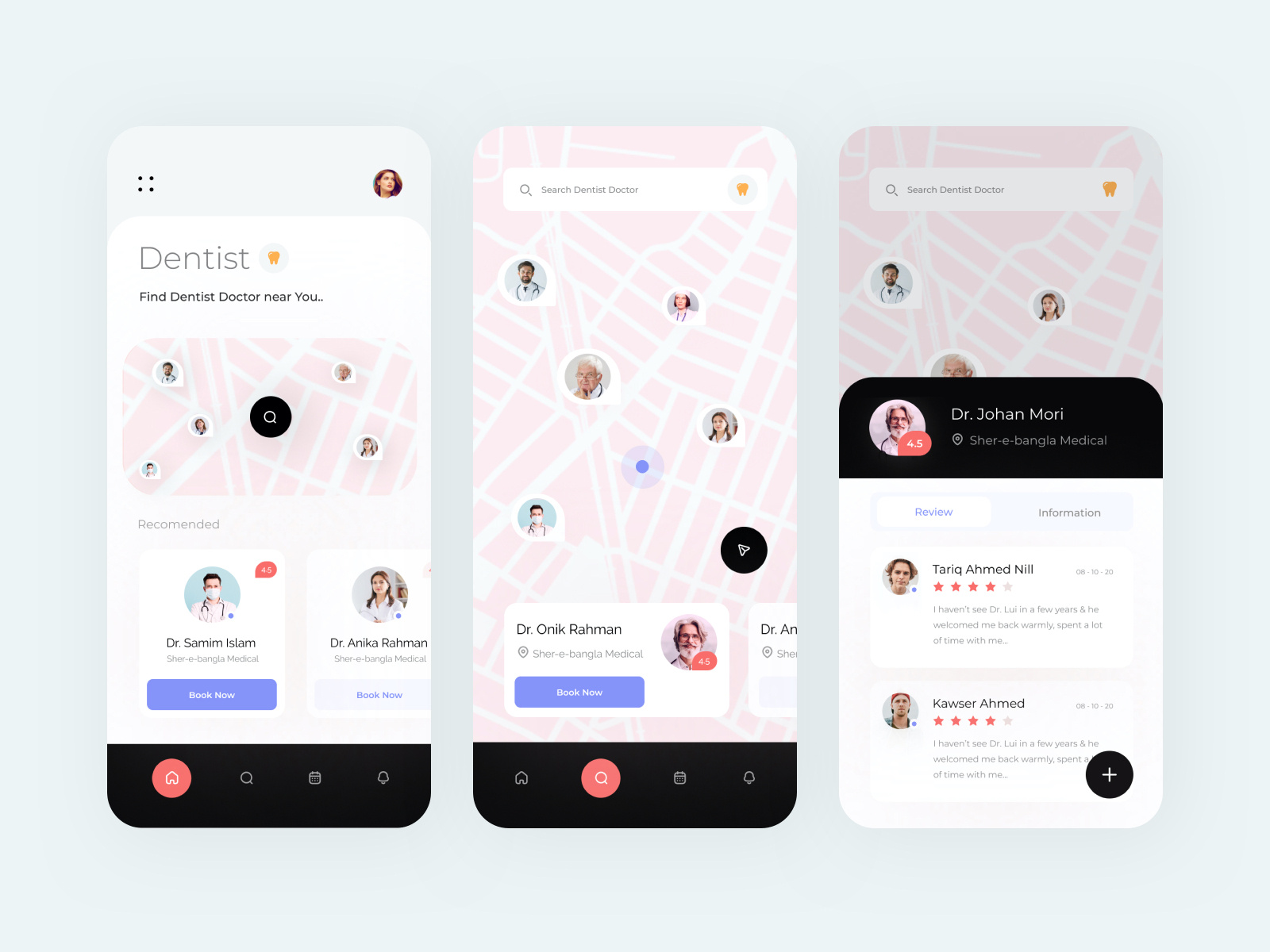 Dental doctor app exploration v2 🦷 by Mehedi Hasan Roni on Dribbble