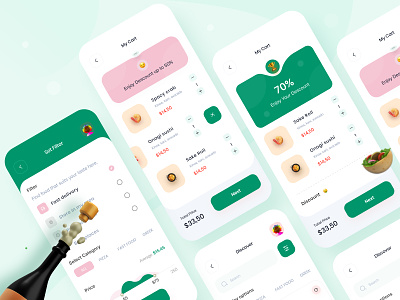 Food Delivery app (My cart + Filter) 3d add to cart app design clean delivery app filter ui food and drink food app food delivery app food delivery service interface minimal mobile ui product design resturent trending ui uielements ux visual