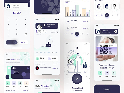 wallet app analytics app concept exploration finance fintech flatdesign illustration interface ios layout minimal mobile ui scan statistics trending ui ux visual wallet