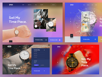 Time piece header Exploration buy colors ecommerce exploration gradient graphicdesign homepage interaction interface landing page minimal product design trending typogaphy ui ux visual watch web website
