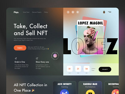 NFT Web 🎉 art crypto crypto art cryptocurrency dark ethereum gallery gradient interface layout minimal modern nft product design trending typography ui ux visual web