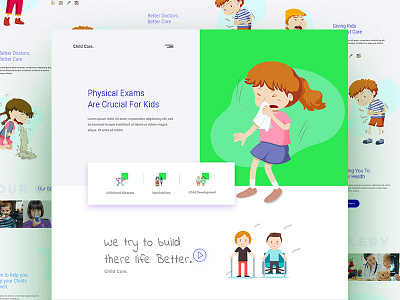 child care home page child care daily ui health illustation interface landing page medical services minimal practice ui ux web