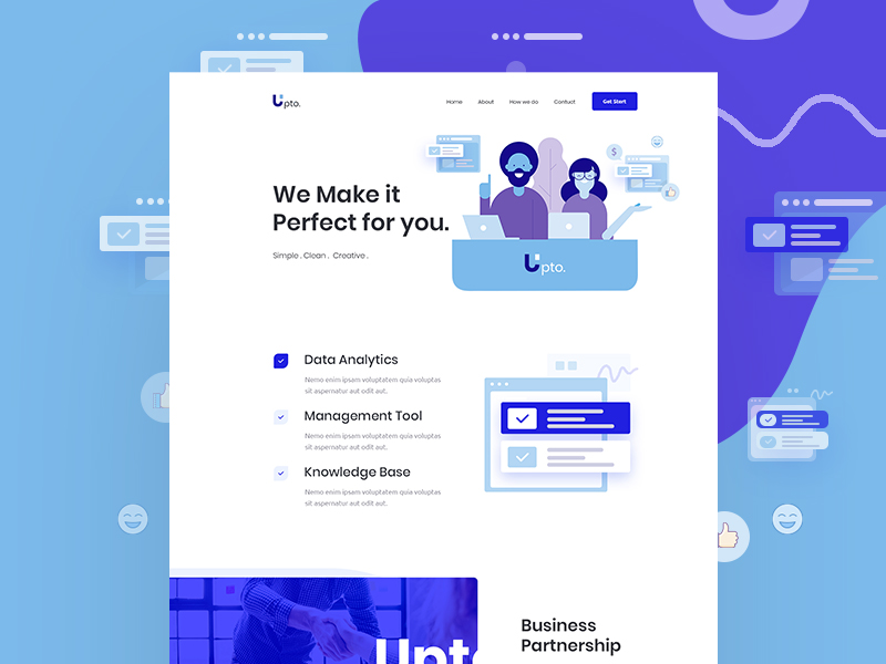 Upto landing page by Mehedi Hasan Roni on Dribbble