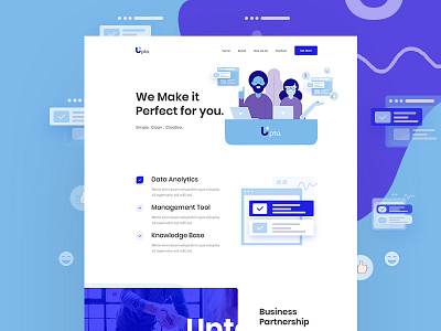 Upto landing page agency concept grid homepage illustration interface landing page layout minimal trend typography visual