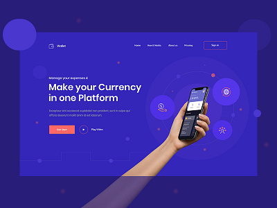Currency Wallet Web Exploration app landing page bitcoin block chain clean concept cryptocurrency website currency exploration fluent grid ico interface layout minimal trend ui user experience visual wallet app web