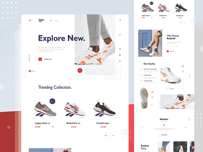Reebok Landing Page Exploration clean concept ecommerce fashion grid homepage interface landing page layout minimal product reebok shoes shop store trending ui uinugget visual web