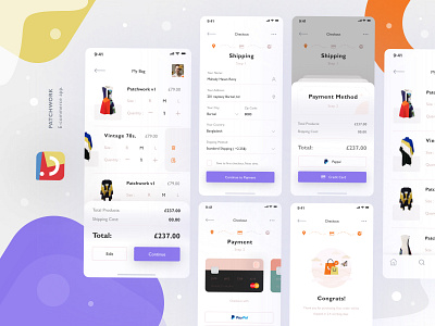 Patchwork (Add to cart + Payment) add to cart app application ui clean ui concept ecommerce ecommerce app exploration interface minimal payment product shop shopping app store trending ui uinugget ux visual